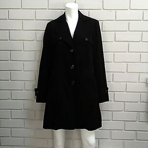 Liz Claiborne Black Trench Coat Jacket. Size Small